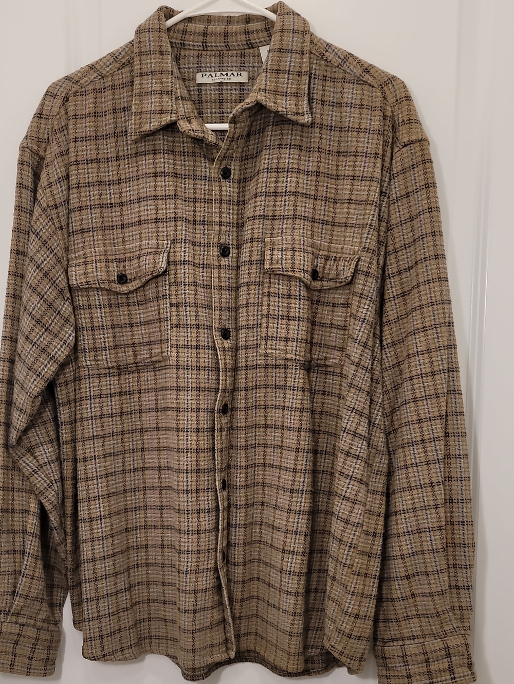 Palmar Men's Tan Plaid Lightweight Shirt Jacket